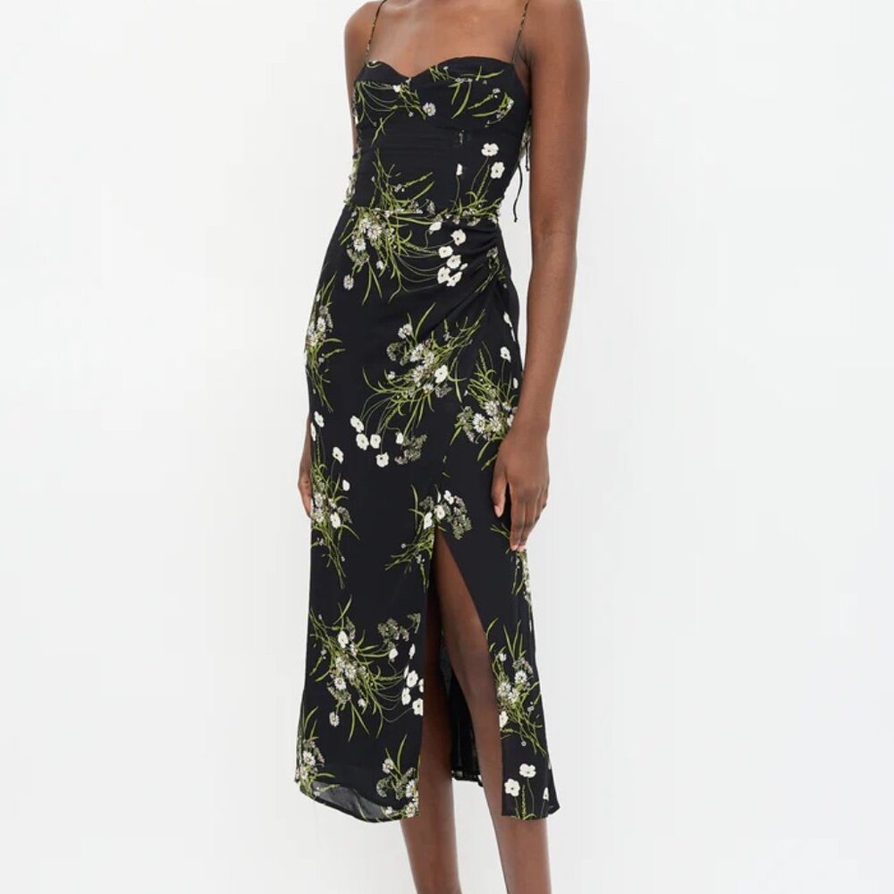 Reformation black Kourtney midi dress SIZE S - Picture 2 of 12